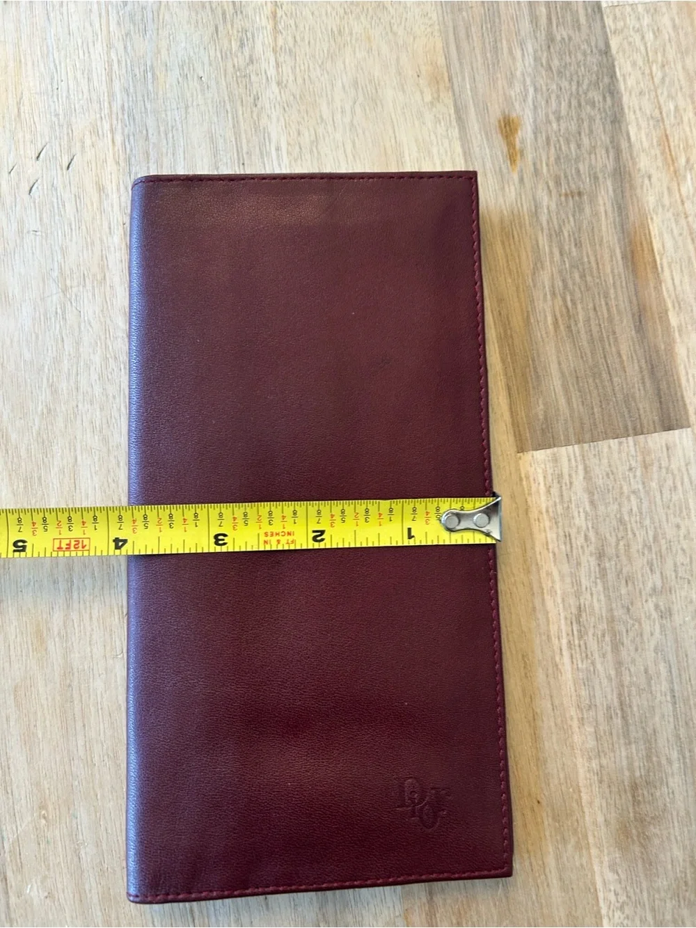 Vintage Christian Dior CD Logo Burgundy Leather Long Wallet Made in France